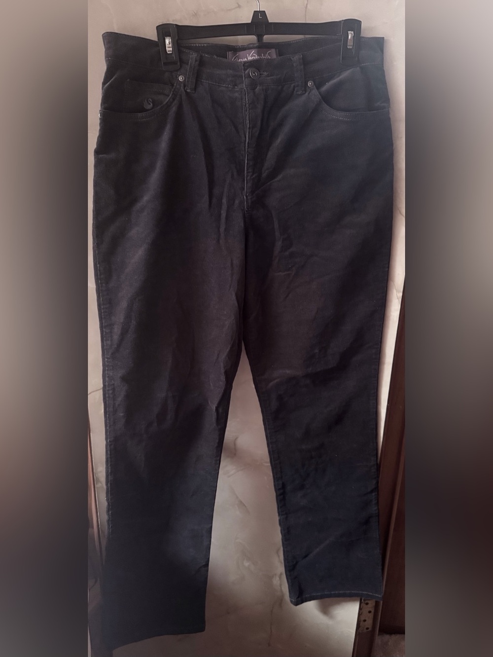 Gloria Vanderbilt Dark Grey Tapered Corduroy Pants size 12